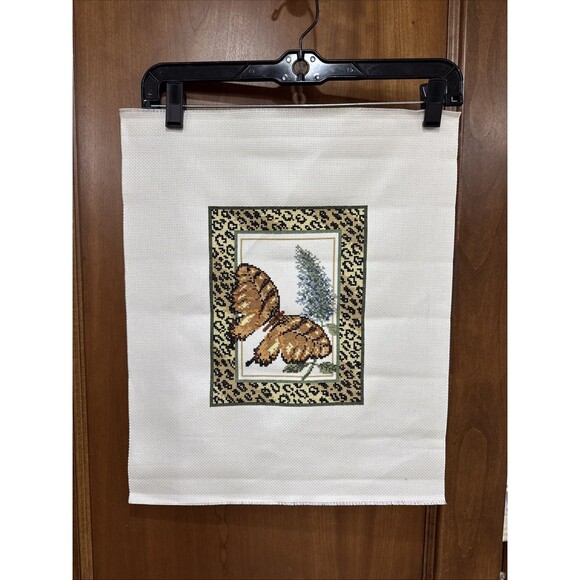 finished cross stitch Butterfly Leopard - Picture 1 of 4